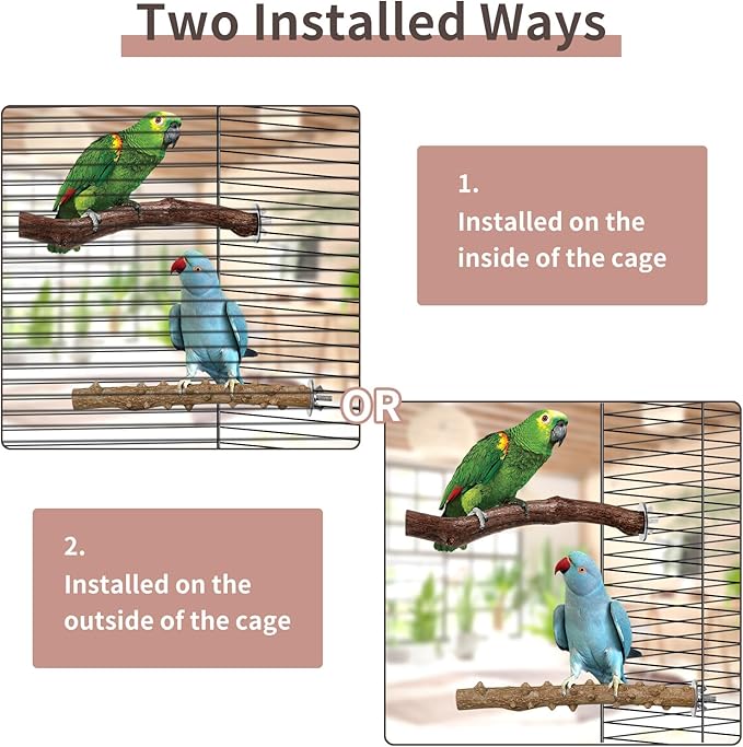 Bird Perches, 5pcs Natural Wood Birds Stand Branch, Bird Perch Chewing Stick Cage Accessories Parrot Climbing Standing Branches Paw Grinding Fork Sets for Cockatiels Ringneck Parrots-PawvioPets