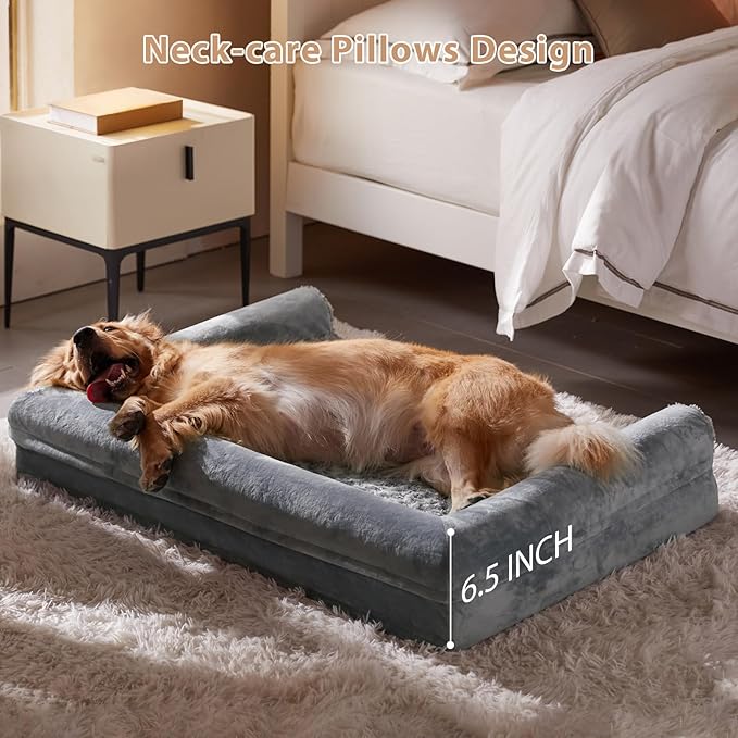 BFPETHOME Dog Beds for Large Dogs, Orthopedic Dog Bed for Medium Large Dogs,Big Waterproof Couch Pet Bed with Removable Washable Cover-PawvioPets