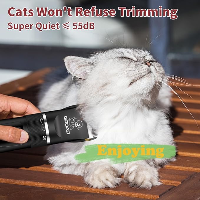 Cat Clippers for Matted Hair, Cat Grooming Kit, Cordless Cat Shaver for Long Hair, Low Noise Paw Trimmer, Cat Hair Trimmer for Grooming,Quiet Pet Hair Clippers Tools for Cats Dogs (Red)-PawvioPets