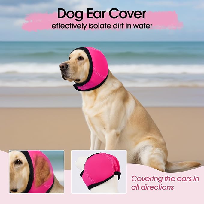 Dog Calming Hoodie, Dog Ear Muffs Noise Protection & Anxiety Relief, No Shake Ear Wraps for Dogs Quiet Ears Cover Headband for Fireworks Grooming Swimming Bathing Force Drying-PawvioPets