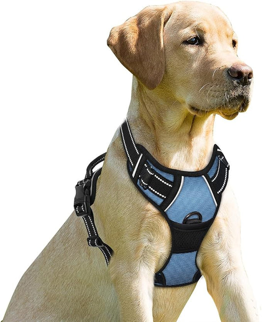 BARKBAY No Pull Dog Harness Front Clip Heavy Duty Reflective Easy Control Handle for Large Dog Walking(Navy,XL)-PawvioPets