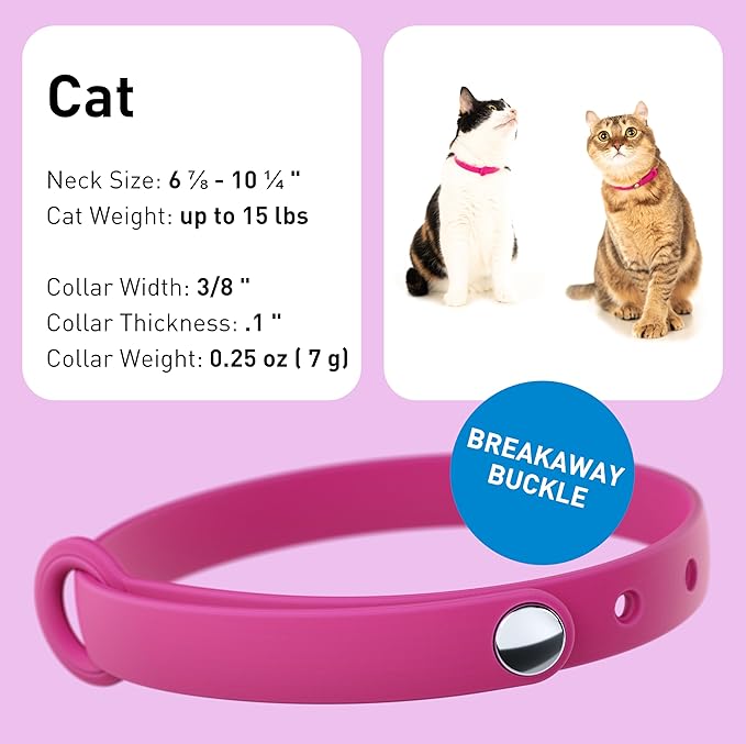 Cat Collar 2 Pack - Soft, Comfortable, and Lightweight Safety Breakaway Collar with Name Tag Ring for Outdoor Cats and Sensitive Skin Kittens by Nuvuq (6 ⅞" to 10 ¼", Pink)-PawvioPets
