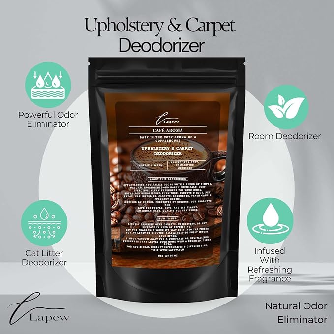 Café Aroma Carpet Freshener Powder: Powerful Odor Eliminator for Home, Upholstery Deodorizer, Carpet Deodorizer, Pet Urine, Cat Litter Box - Café Aroma Fragrance.-PawvioPets