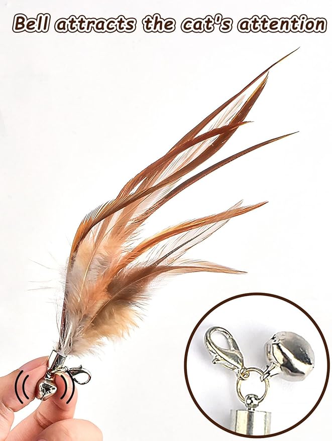 Cat Feather Toys Refills Cat Wand Replacement Feathers 6 PCS Handmade Cat Toy Feather Refills for Cat Wand Attachments Interactive Feather Cat Toy for Indoor Cats-PawvioPets