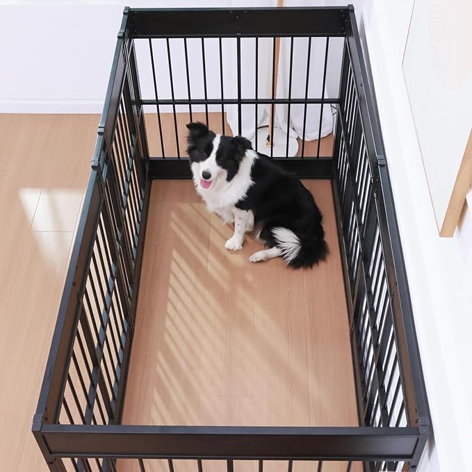 Dog Playpen, 35.4" Height Dog Pen Indoor, Heavy Duty, Safe and Sturdy, Furniture Style Puppy Pen-PawvioPets
