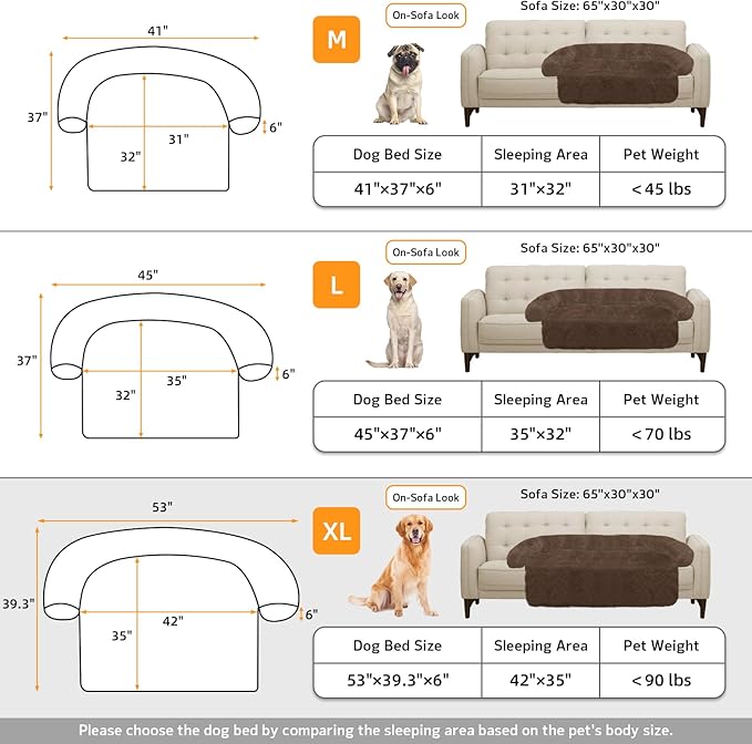 GGIB Calming Dog Bed Fluffy Plush Dog Mat for Furniture Protector with Removable Washable Cover for Large Medium Small Dogs and Cats (Extra Large (53x39.3x6), Coffee)-PawvioPets