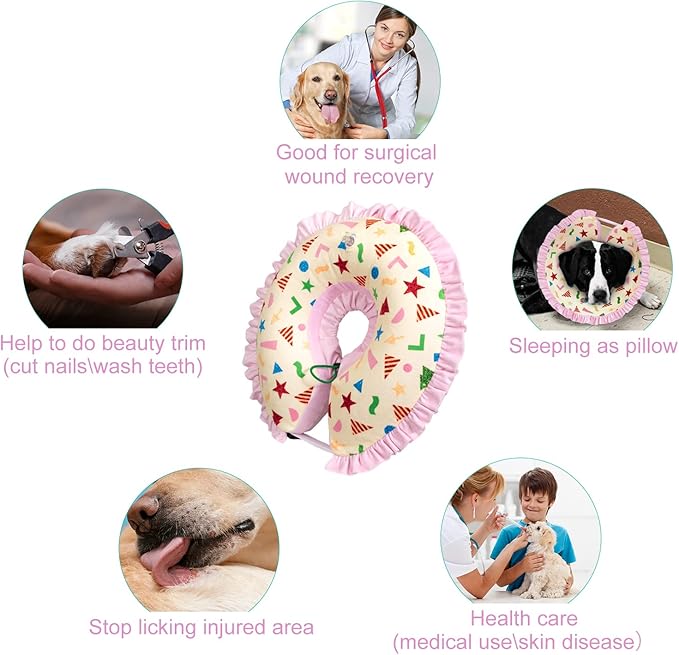 CuteBone Inflatable Dog Donut Collar Alternative for Large Dogs After Surgery-Double Adjustable Neck Range P23SO00104L-PawvioPets