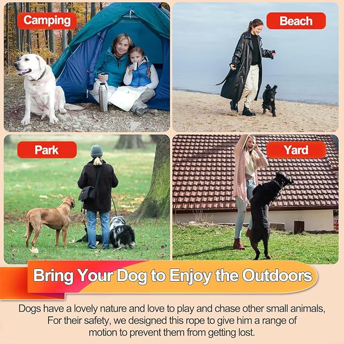 10FT Heavy Duty Dog Tie Out Cable for Large Dogs up to 125lbs, Durable Runner Tether Line (Red)-PawvioPets