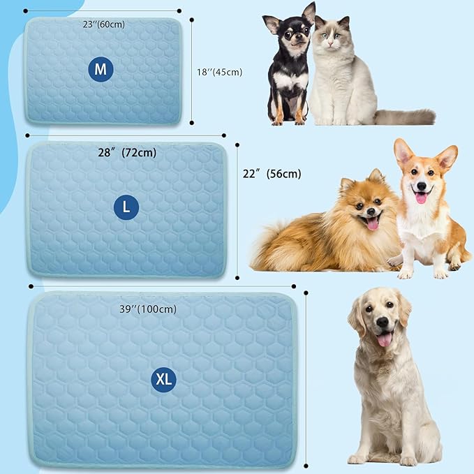 Dog Cooling Mat, 2025 Upgraded Cooling Blanket for Dogs, Washable Cool Mat for Dogs for Summer, Portable Pet Coolings Pad for Dogs & Cats Sleeping (28"x22" L Size)-PawvioPets