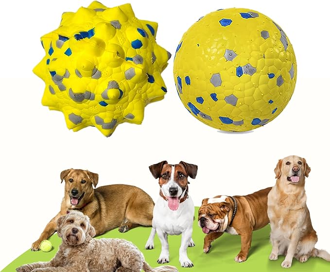 Durable Interactive Dog Toys for Aggressive Chewers,Puppy Teething Toys,Floating Fetch Balls,Bouncing Chew Balls,Tennis Balls for Dogs (2 Balls)-PawvioPets