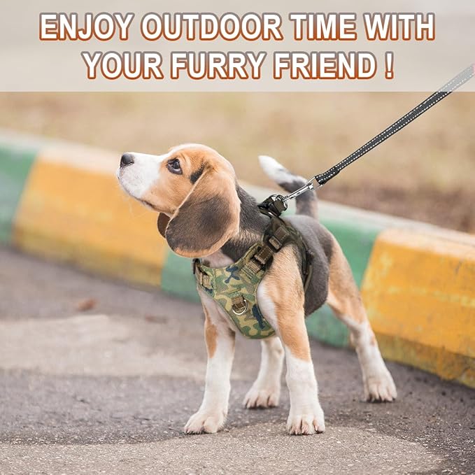 Dog Harness Step in Dog Vest Harness, Reflective Adjustable Puppy No Pull Harness Breathable Soft for Small and Medium Dogs Cats, Camo, S-PawvioPets