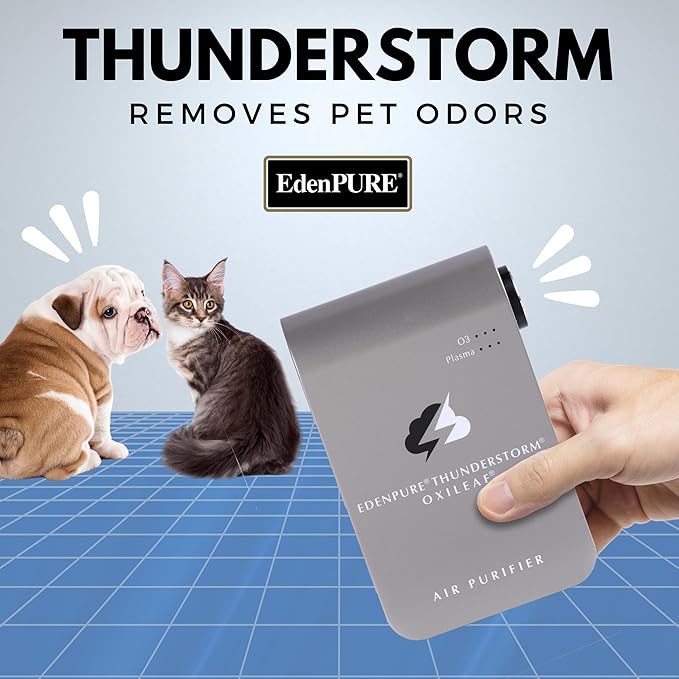 EdenPURE Thunderstorm III Air Purifier – Small Plug-In Ozone Generator & Ionizer – Eliminates Odors, Pet Smells, Smoke, Mold – Filter-Free Portable Cleaner for Home, Travel, Car, Office Use-PawvioPets