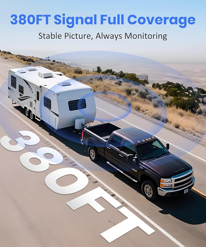 AUTO-VOX Wireless Backup Camera Kit: 5" Monitor, Dual Solar 5A Cams, Bendable Mount – Dual View for RV, Horse/Boat Trailer, Cargo, Campsite & Safe Parking-PawvioPets