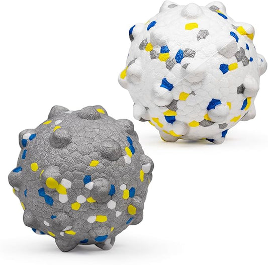 Dog Tennis Balls for Aggressive Chewers, Indestructible Durable Bouncy Interactive Toy for Dogs Fetch Game Lightweight Floating Outdoor Training(White+Grey Large)-PawvioPets