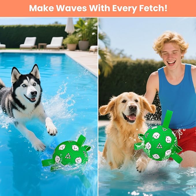 Dog Toys Ball, Durable Dog Soccer Ball with Straps, Interactive Dog Toys for Tug of War, Water Pool Puppy Toys for Indoor/Outdoor – Fun Dog Birthday Gift for Small & Medium Dogs, 6 Inch-PawvioPets
