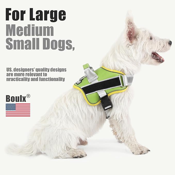 Bolux Dog Harness, No-Pull Reflective Dog Vest, Breathable Adjustable Pet Harness with Handle for Outdoor Walking - No More Pulling, Tugging or Choking (X-Small (Pack of 1), GreenYellow)-PawvioPets