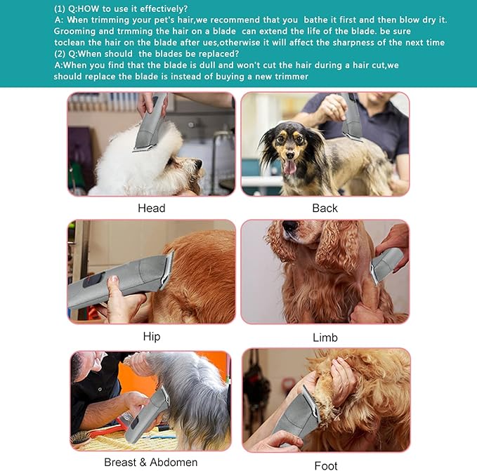 3pcs 7FC Blades Dog Grooming Replacement Blades Compatible with Andis Dog Clipper,Ceramic Blade & Stainless Steel Blade-PawvioPets