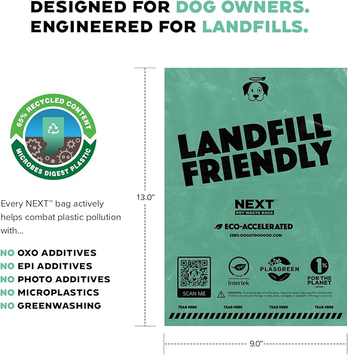 Doggy Do Good Next Pet Waste Bags for Dog Poop, Landfill Friendly, Recycled Plastic, Unscented, Leakproof, Strong, Thick, Earth Friendly, 240 Count-PawvioPets