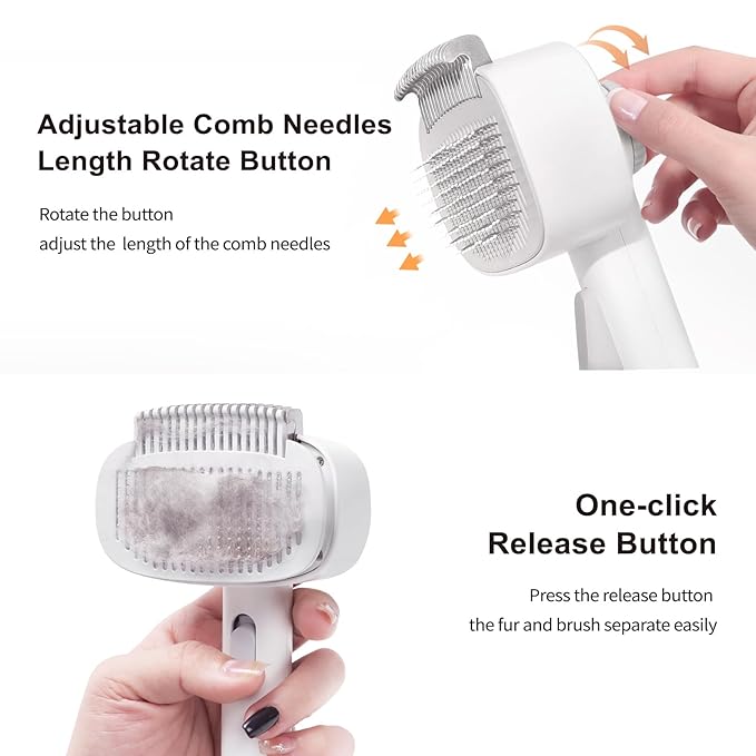 Deshedding Brush with Metal Comb for Detangling and Dematting Long, Flea Comb Cat Combs with Long & Short Stainless Steel Teeth, Matted Fur on Cats and Dogs (3 Pack)-PawvioPets