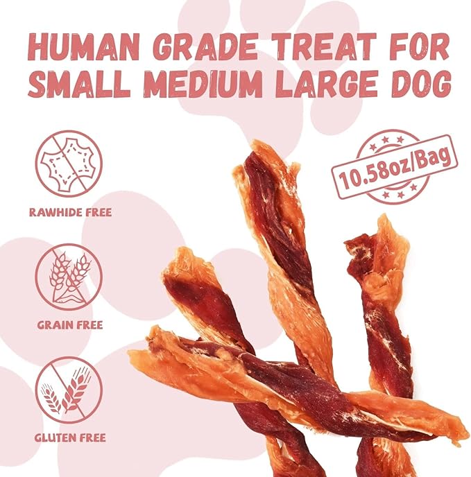 Dog Jerky Treats Triple Flavor Chicken Duck Wrapped Cod Twisted Sticks 5'', Rawhide Free Grain Free Dog Training Snacks Chews for Small Medium Large Dogs, 10.6 oz-PawvioPets