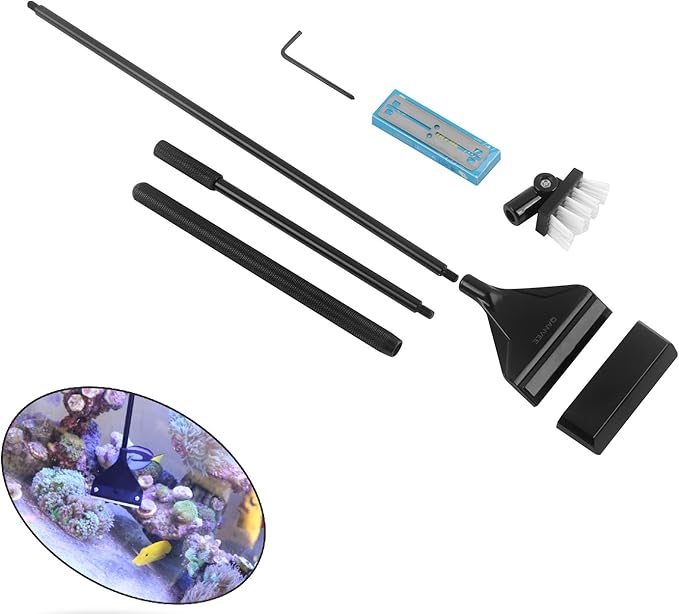 Aquarium Algae Scraper Cleaner Brush with 10 Stainless Steel Blades for Fish Reef Plant Glass Tank 26 Inch-PawvioPets