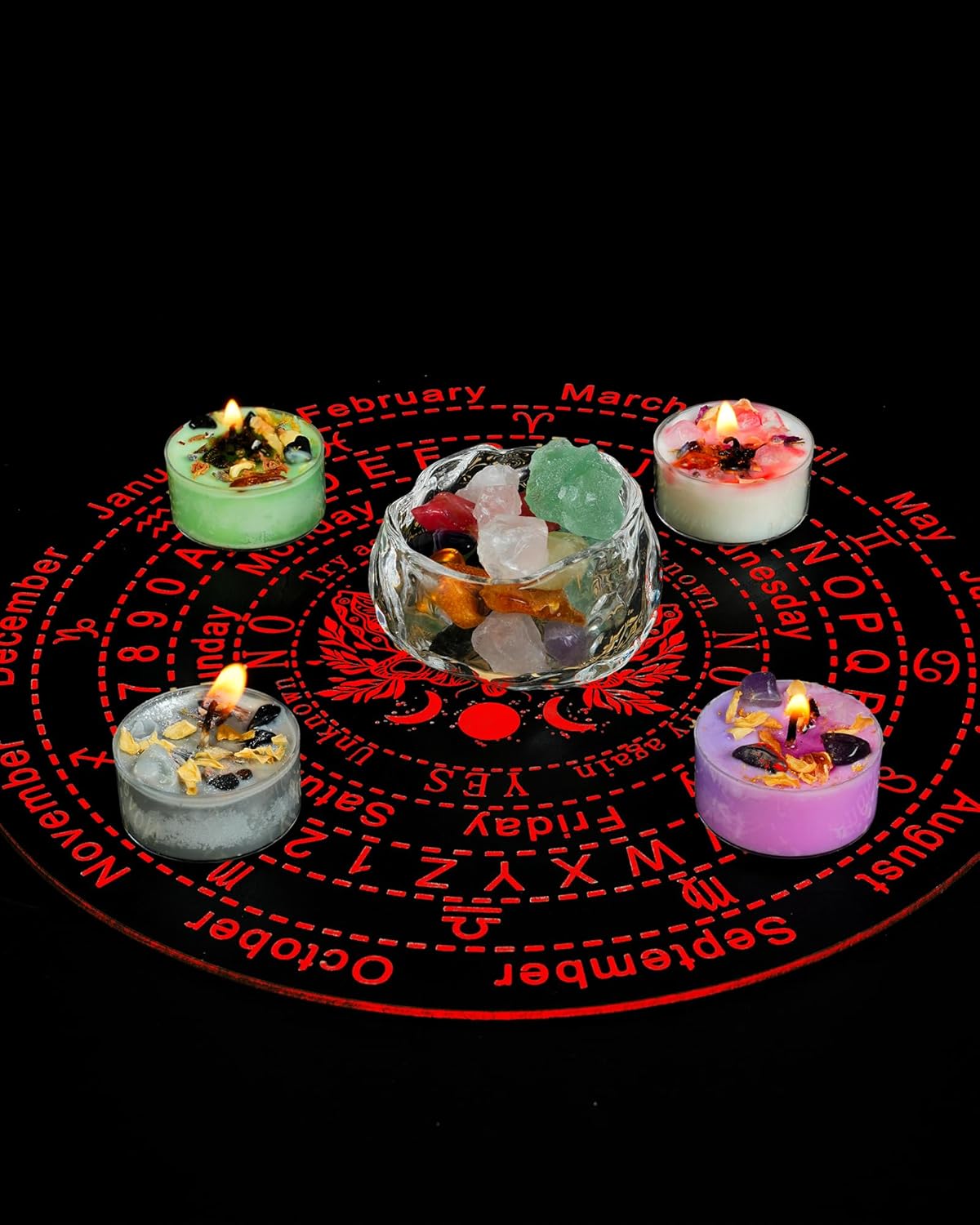 Tealight Soy Candles with Crystals And Herbs, Handmade Energy Candles, Healing Crystal Soy Candles, Aromatherapy Candles. (Mixed)