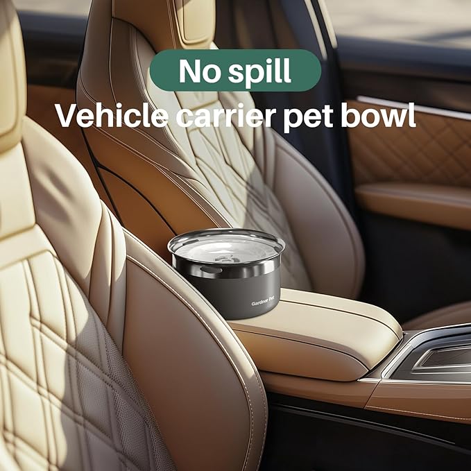 Gardner Pet Dog Bowls 1 Gallon (3.85L) Stainless Steel No Spill Dog Water Bowl, Slow Water Feeder Metal Bowls, Spill Proof Water Dispenser for Large Dogs, Promotes Healthy Hydration(Black)-PawvioPets