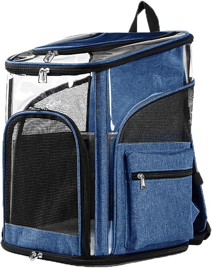 Cat Carriers Dog Carrier Pet for Small Medium Cats Dogs Puppies up to 25 Lbs, TSA Airline Approved Soft Sided, Collapsible Travel Puppy - Black Grey (M: 13" LX11.4 WX17.3 H, Blue)-PawvioPets