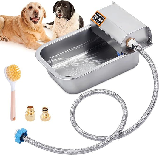 Automatic Water Dispenser for Dog, 3L Dog Water Bowl Dispenser, Stainless Steel Indoor/Outdoor Water Feeder Suitable for Dogs Livestock Chicken Horse, Easy to Clean-PawvioPets
