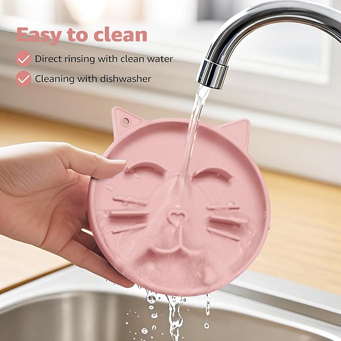 Coomazy Silicone Slow Feeder Dog Cat Bowls, Interactive Puzzle Toy for Pets Dry/Wet Food Training, Keeps Dogs Cats Busy, Prevents Puppy Kitty Overeating (Pink, 0.8 Cup)-PawvioPets