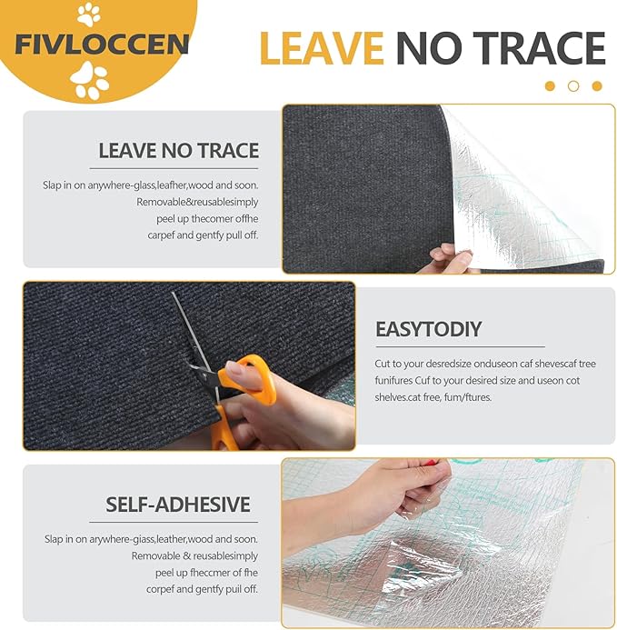 78.7"x15.8"Self-Adhesive Climbing Cat Scratch Protector Pads - Trimmable Furniture Guard for Sofa, Walls & Floors, DIY Cat Tree/Tower/Bed, Replaceable Scratch-Resistant Mats (Dark Gray)-PawvioPets