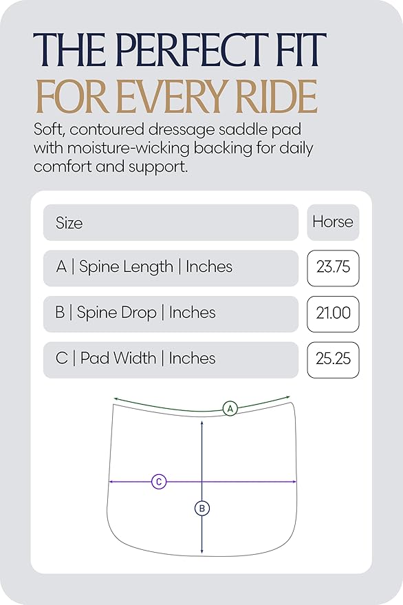 Equinavia Harstad Dressage Saddle Pad | Classic & Durable | Moisture-Wicking Tricot Backing-PawvioPets