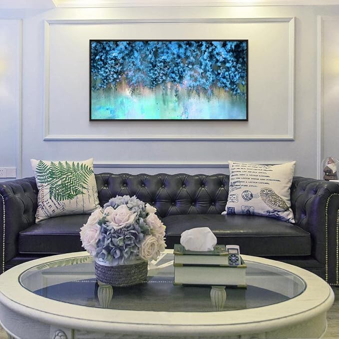 Framed Abstract Canvas Wall Decor For Living Room Wall Decorations For Bedroom Modern Office Wall Decorations Blue Fashion Pictures Artwork Bathroom Canvas Art Prints Kitchen Home Decor 20" X 40"-PawvioPets