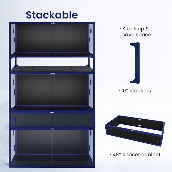 85 Gallon Snake Enclosure, Front Opening Reptile Tank for Easy Maintenance, Reptile Terrarium with Top Screen Ventilation 48''x24''x18''-PawvioPets