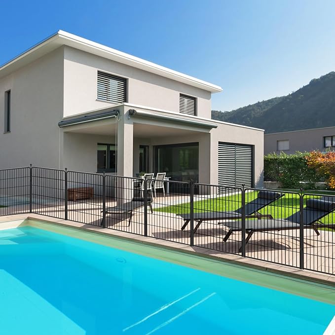 Dog Playpen 32 inch 10 Panels Indoor Dog Pen for Medium/Small Dogs Heavy Duty Metal Dog Fence Outdoor for Yard, Puppy Playpen with Door Portable Pet Fence for RV Camping Yard-PawvioPets