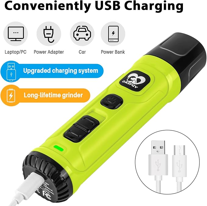 Casfuy Dog Nail Grinder with 2 LED Light - New Version 2-Speed Powerful Electric Pet Nail Trimmer Professional Quiet Painless Paws Grooming & Smoothing for Small Medium Large Dogs(Green)-PawvioPets