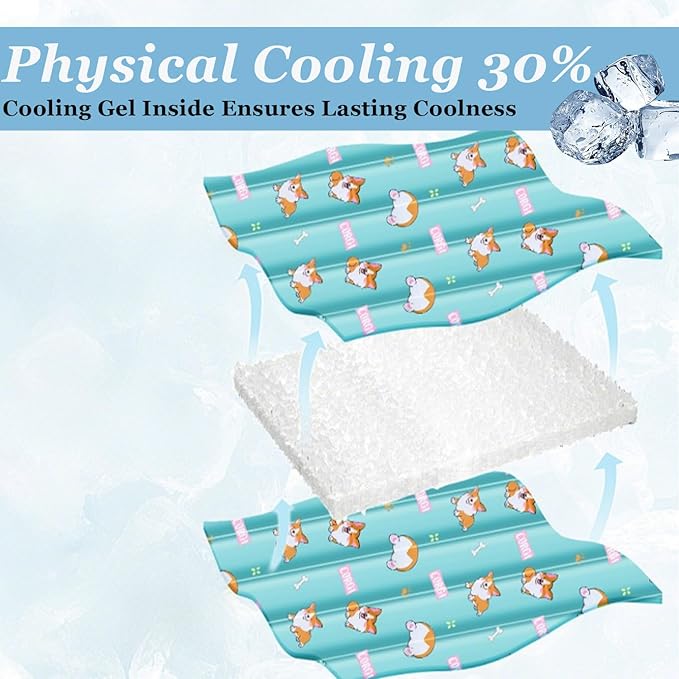 Dog Cooling Mat, Cooling Mat for Dogs & Cat, Provides Instant Relief for Small, Medium, Large Dogs, Washable, Non-Slip Design, Perfect for Hot Summer Days to Keep Pets Comfortable(M 17.7''*23.6'')-PawvioPets