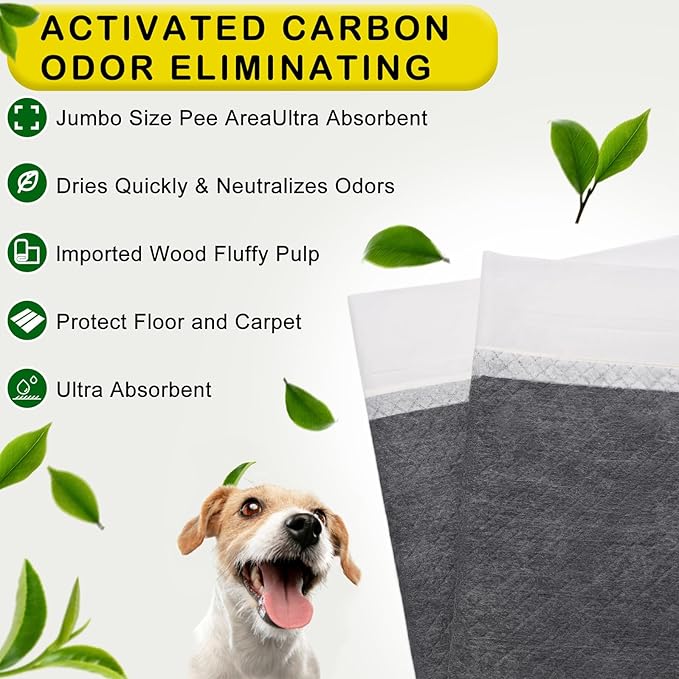ELEGX 48"x36" Extra Large 30 Pcs Odor-Control Super Absorbency Charcoal Pee Pads for Dogs,Leak-Proof Pet Training Pee Pads,Thicken Disposable Potty Pads Puppy Training Pads for Cats Rabbits-PawvioPets