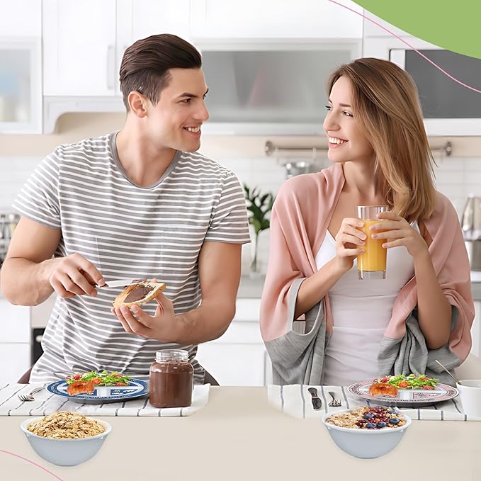 4 Pcs Portion Control Plates & Bowls Set (2 Plates + 2 Bowls, 9 Inch) - Self-Measuring for Weight Loss, Gastric Bypass, LapBand, Diabetes & Healthy Diets, Pink & Blue, for Adults & Children-PawvioPets