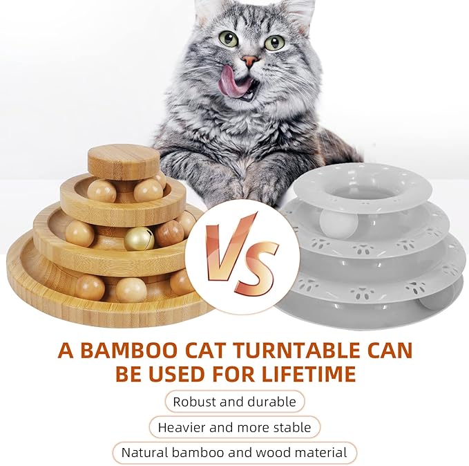 Cat Ball Track Toy,Kitty Toys Roller,3-Level Ball Tower with 9 Removable Balls,Interactive Cat Toy, DIY Circle Fun Toy for Kitten Mental Physical Exercise - Medium Size-PawvioPets