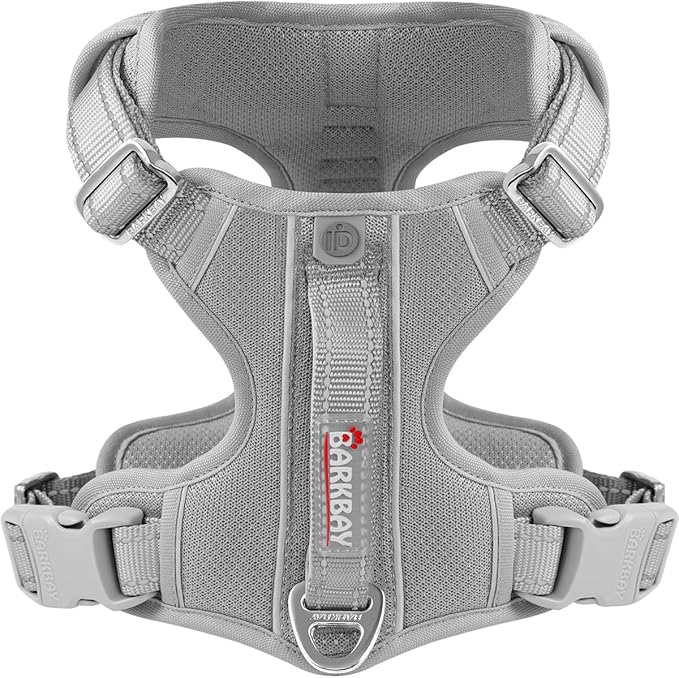BARKBAY Dog Harness No Pull with ID Tag Pocket - Heavy Duty, Reflective, Easy Control for Large Dogs(Grey,XL)-PawvioPets