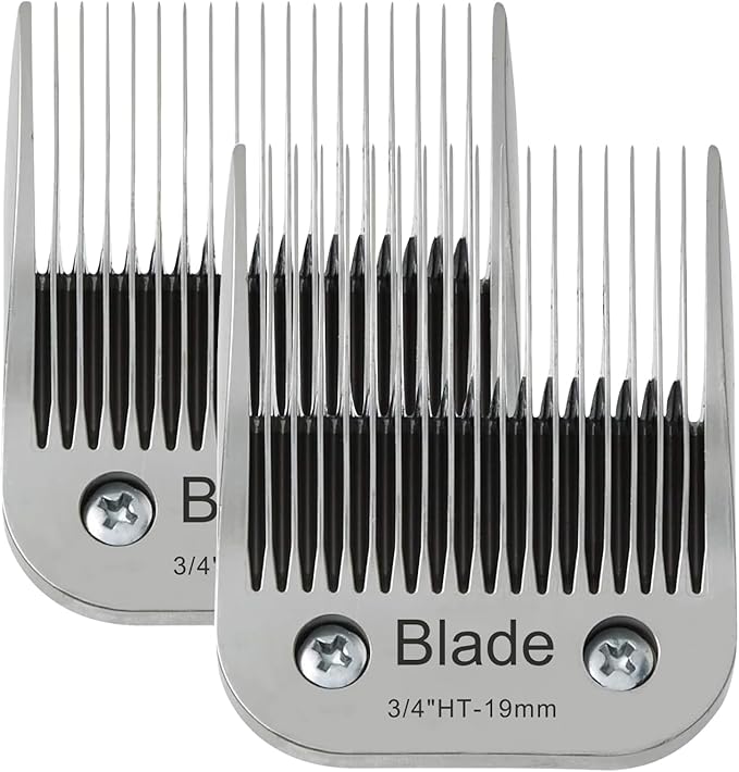 2PCS 3/4" HT Dog Grooming Replacement Blades Compatible with Andis Dog Clippers,Dog Clipper Blades Compatible with Wahl KM-10 Series Clippers, Oster A5,Size-3/4-Inch 19mm Cut Length,Silver-PawvioPets