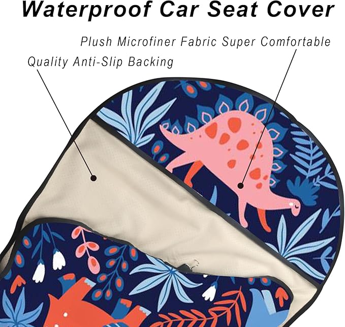 Car Seat Cover Protector Front Seats,for Gym Workout,Running,Swimming,Beach and Hiking,Waterproof Sweat Towel Bucket Seat Covers for Cars SUV Trucks (Dinosaur, 1Pcs)-PawvioPets