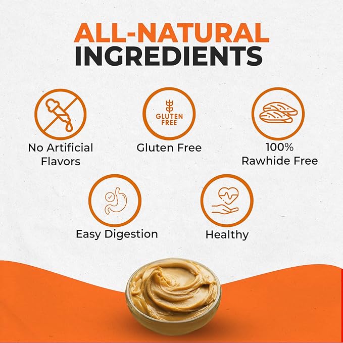 Canine Naturals Peanut Butter Chew - 100% Rawhide Free Dog Treats - Made with Real Peanut Butter - All-Natural and Easily Digestible - 2 Pack of 7 Inch Large Rolls for Dogs 50 lbs and up-PawvioPets