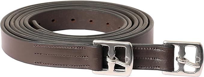 Exion Pre-Stretched Leather Stirrup Leathers for English Saddles | Premium Vegetable-Tanned Non-Stretch Stirrups for Jumping, Dressage & Schooling | 18-Hole Numbered Adjustment & SS Buckles-PawvioPets