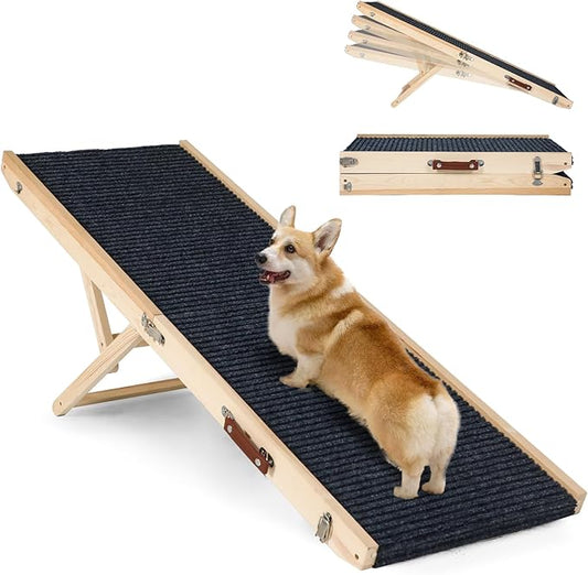 Foldable Dog Ramp for Bed, 4 Adjustable Portable Pet Ramps, 40" Long Pet Ramp for Small Dogs, for High Beds, Dog Step for Large Dogs Stairs for Car, Couch-PawvioPets