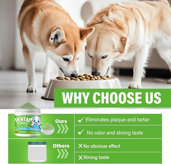 Dog Dental Powder, Dog Breath Fresh Powder, Teeth Cleaning, Reduce Bad Breath & Plaque, Suitable for Dogs and Cat (100g)-PawvioPets