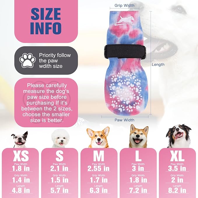 EXPAWLORER Anti Slip Dog Socks to Prevent Licking Paws, Dog Shoes for Hot Pavement, Dog Booties for Small Medium Large Senior Dogs, Traction Control Dog Boots & Paw Protectors for Hardwood Floors-PawvioPets