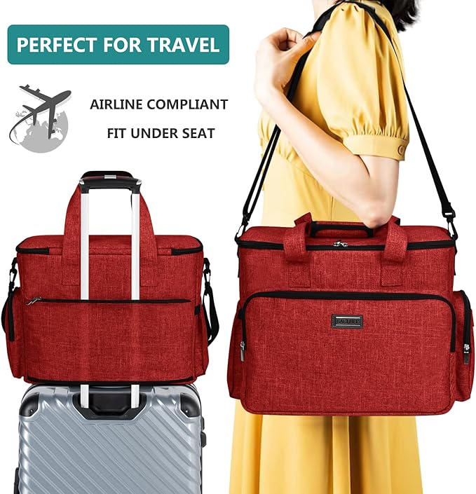 BAGLHER Dog Travel Bag, Pet Travel Bag (ALL Pet Travel Supplies), With 2 Pet Food Containers and 2 Collapsible Silicone Bowls; Essential Kits for Pet Travel Red-PawvioPets