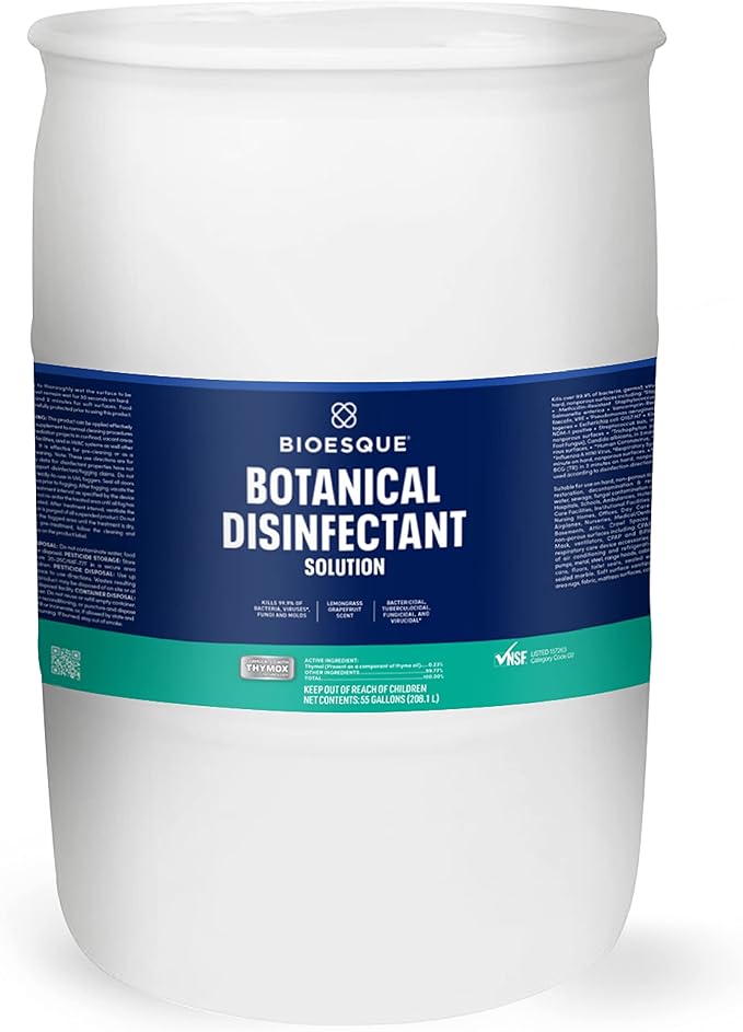 Bioesque Botanical Disinfectant Solution, Heavy Duty Broad-Spectrum Disinfectant, Kills 99.9% of Bacteria, Viruses*, Fungi, & Molds, 55 Gallon (Pack of 1)-PawvioPets